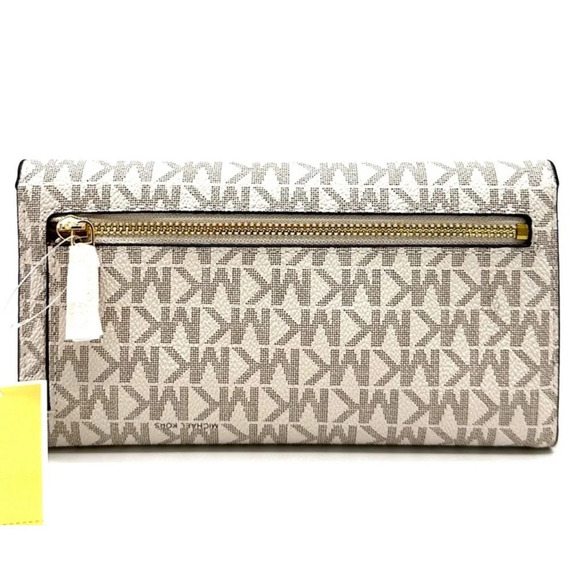 Michael Kors Large trifold Wallet Vanilla/Brown - Picture 5 of 7